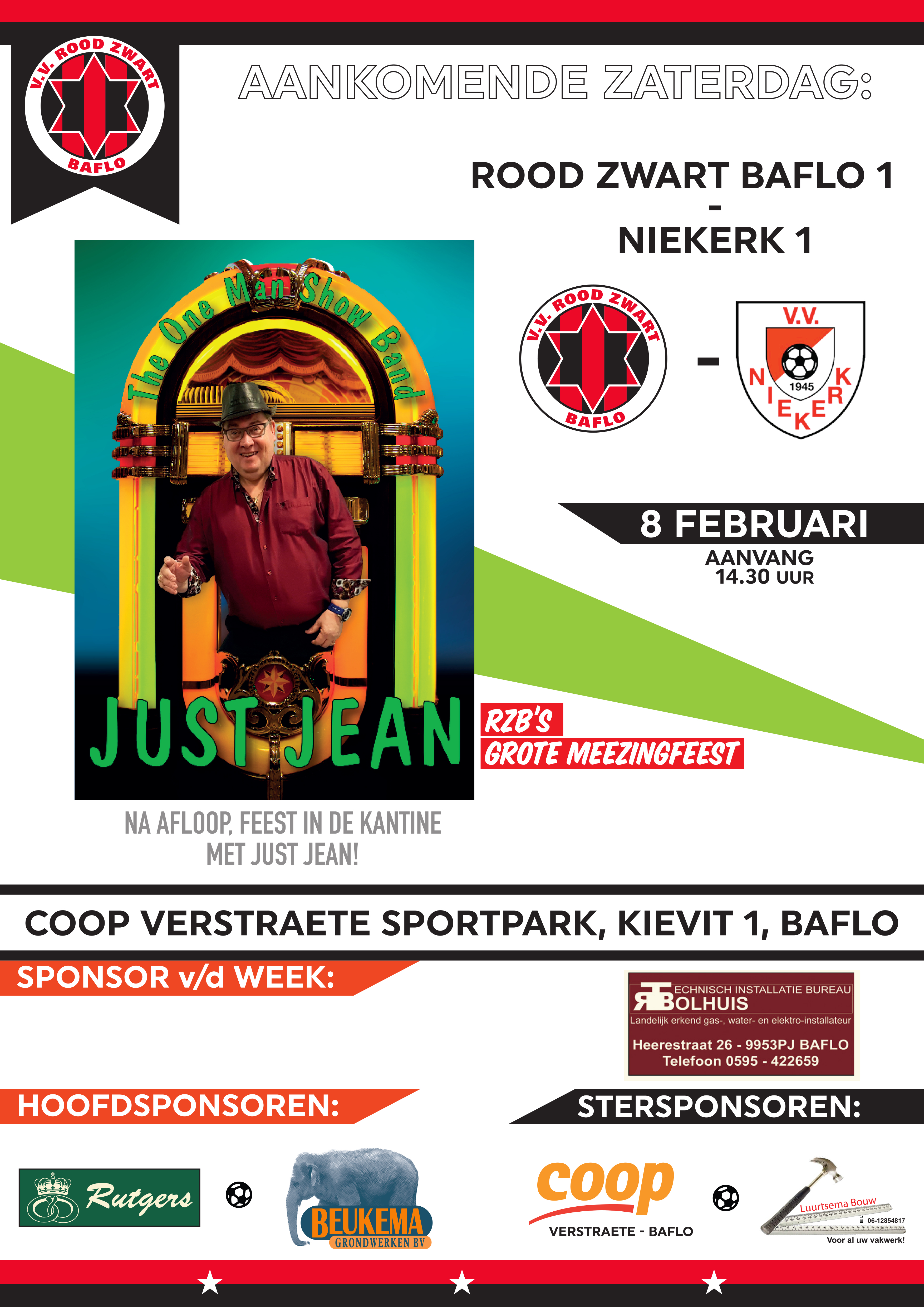V V Rood Zwart Baflo Poster Thuiswedstrijd Rzb Niekerk